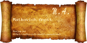 Matkovich Anett névjegykártya