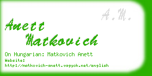 anett matkovich business card